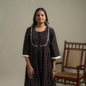 Natural dyed cotton flared dress 14 - handcrafted