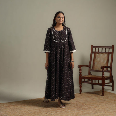 Natural dyed cotton flared dress 14 - handcrafted