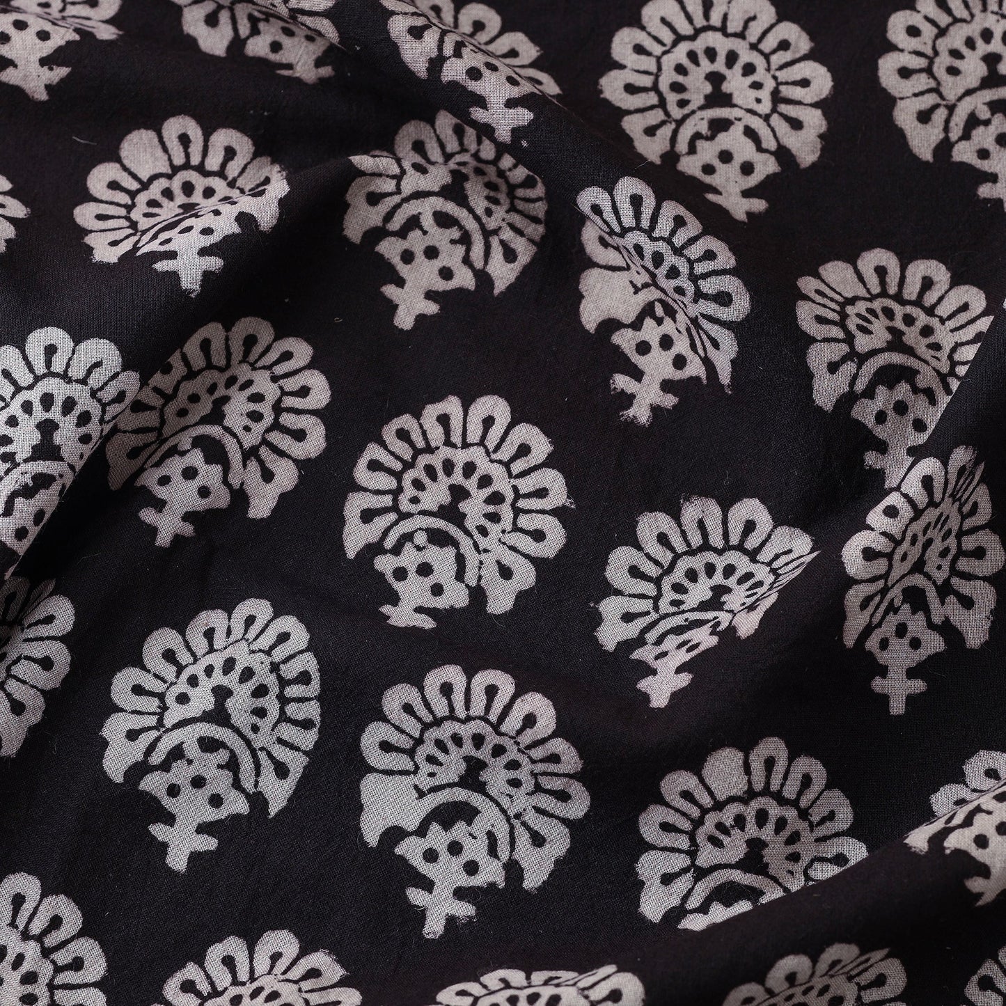 Black - natural dyed cotton hand bagh fabric 02
