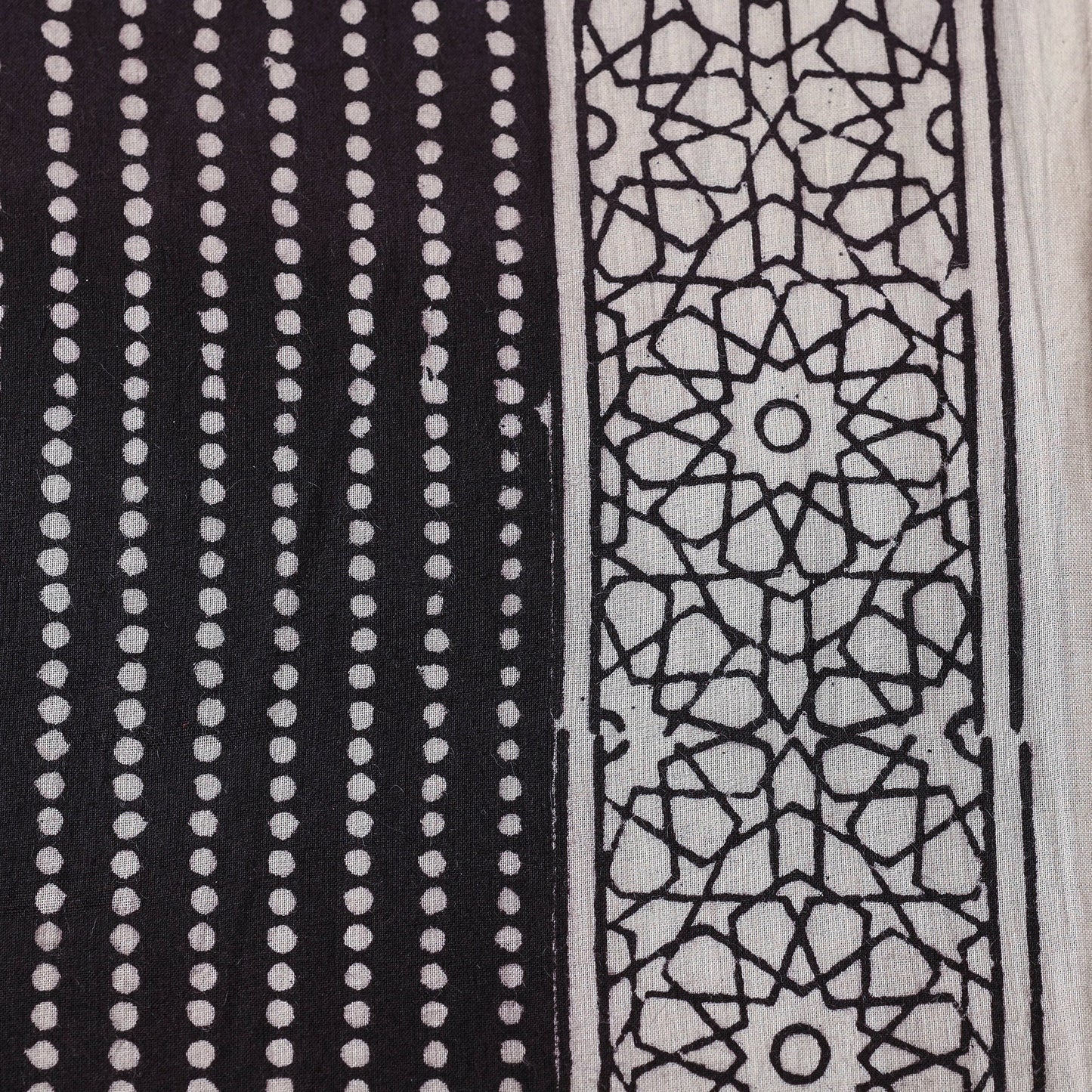 Black - natural dyed cotton hand bagh fabric 04