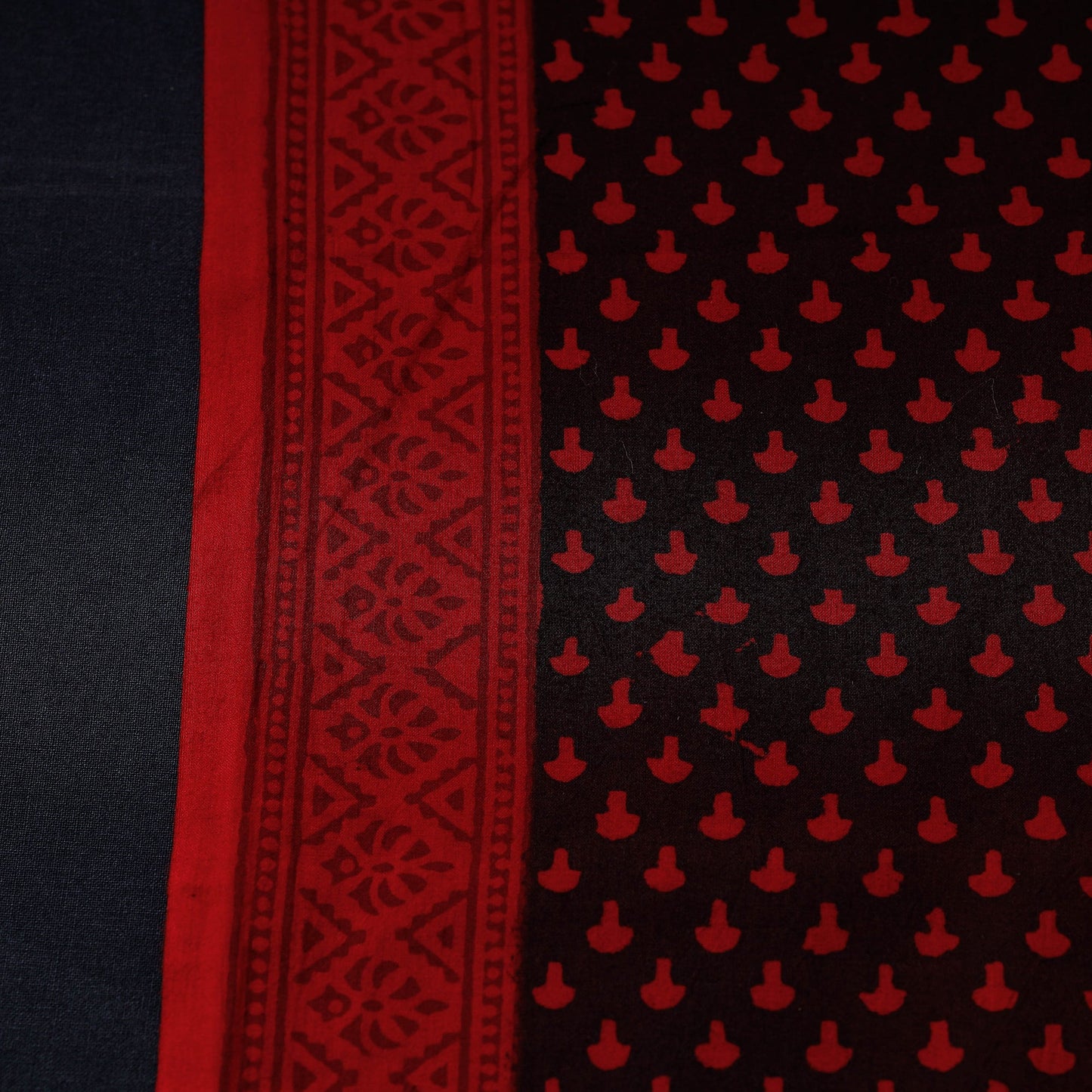 Black - natural dyed cotton hand bagh fabric 05