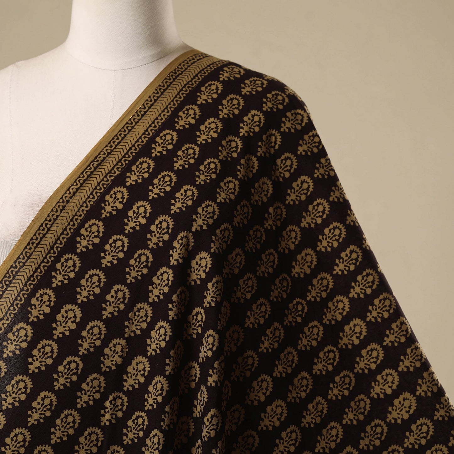 Natural dyed cotton hand bagh fabric 11 - handcrafted