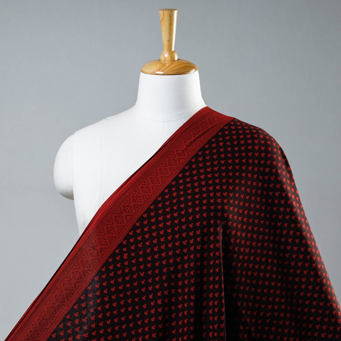Black - natural dyed cotton hand bagh fabric 05