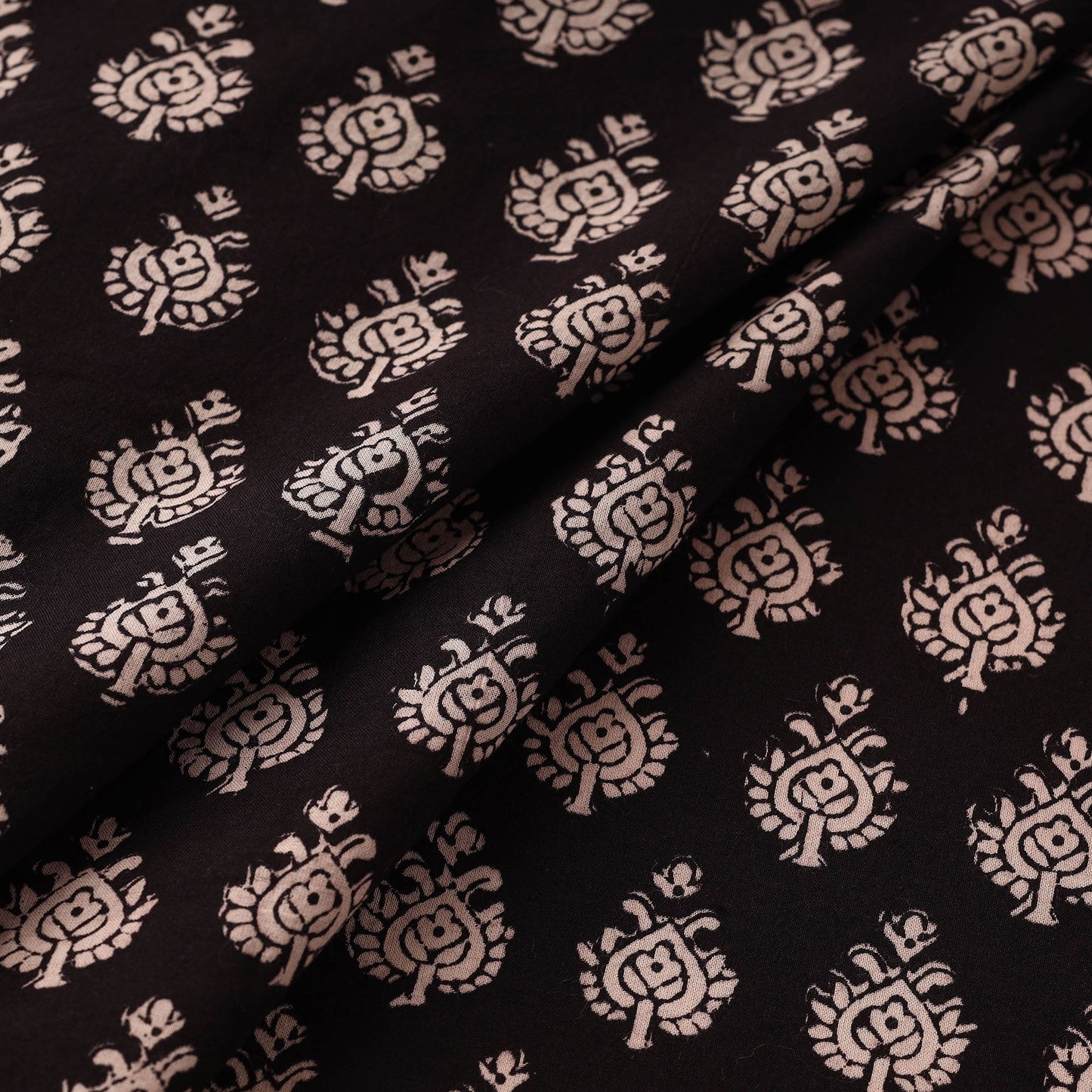 Brown - natural dyed cotton hand bagh fabric 08