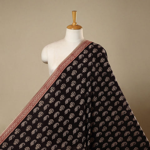 Brown - natural dyed cotton hand bagh fabric 09