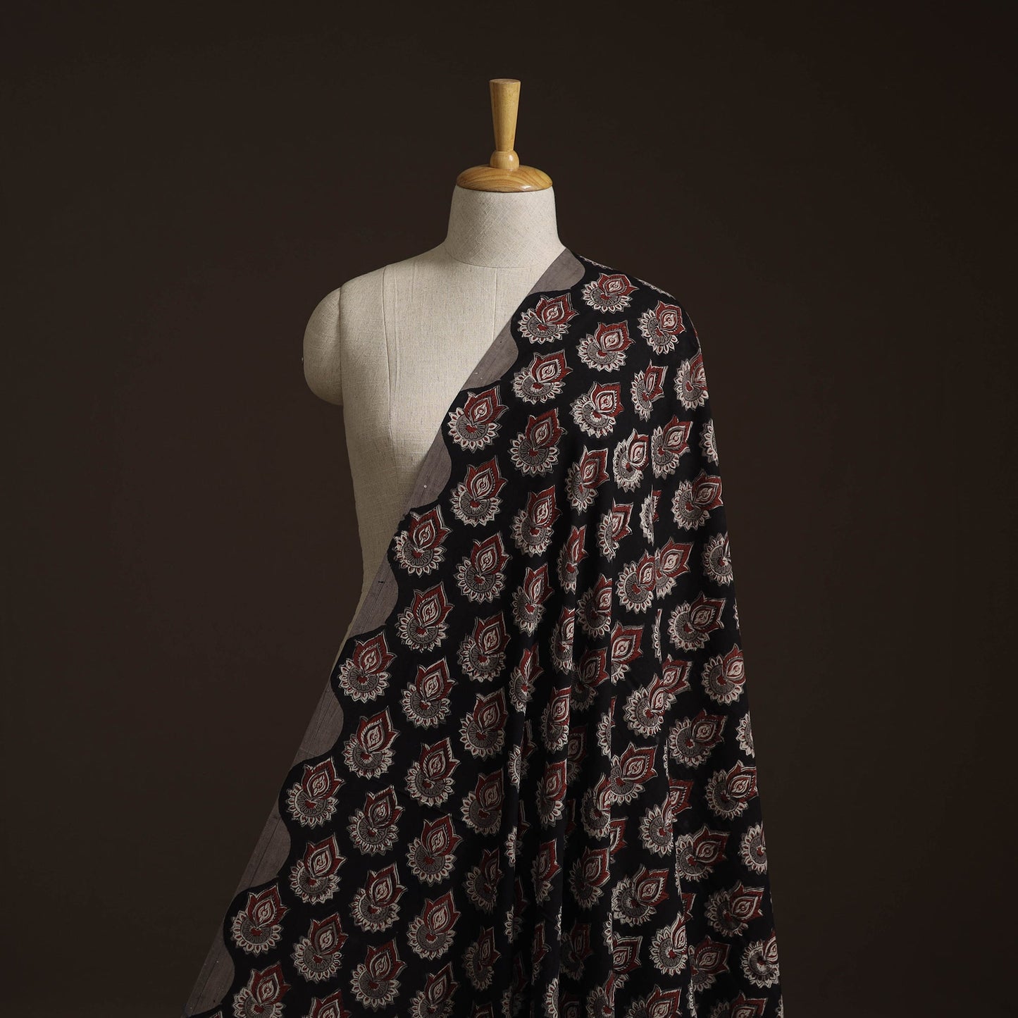 Natural dyed cotton hand block bagru print fabric 01