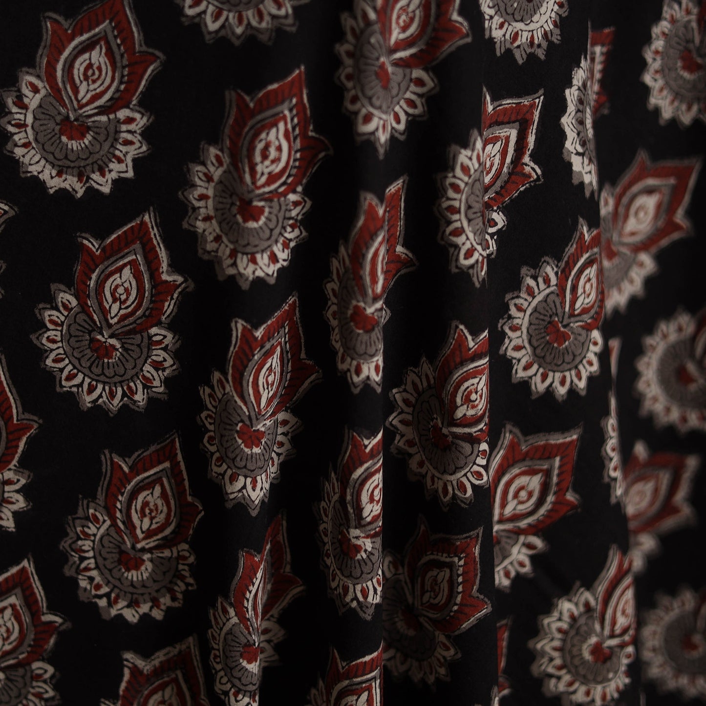 Natural dyed cotton hand block bagru print fabric 01