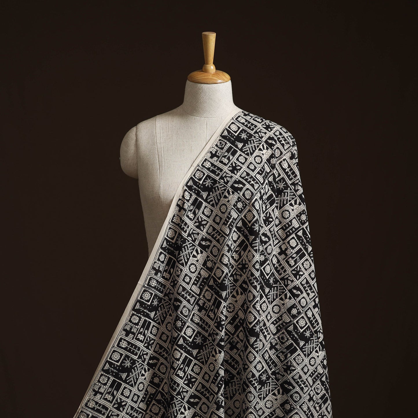 Natural dyed cotton hand block bagru print fabric 02