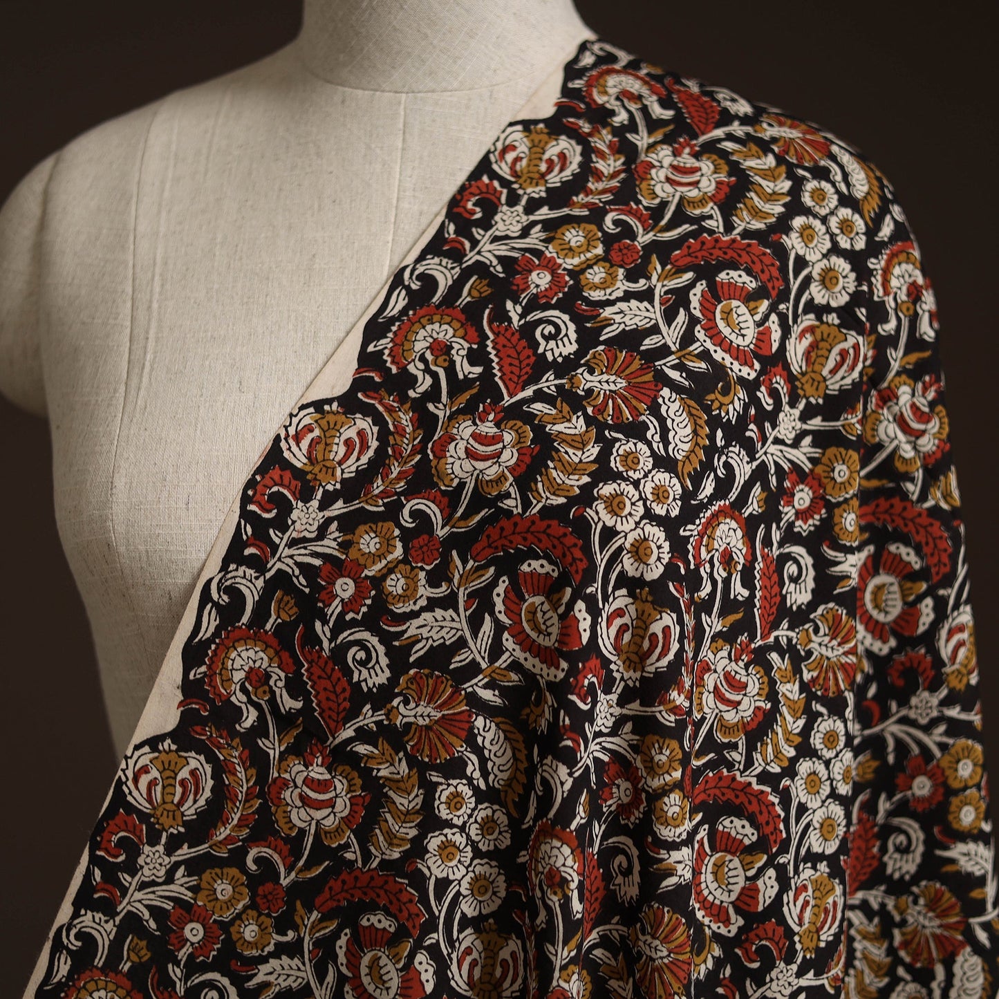 Natural dyed cotton hand block bagru print fabric 04