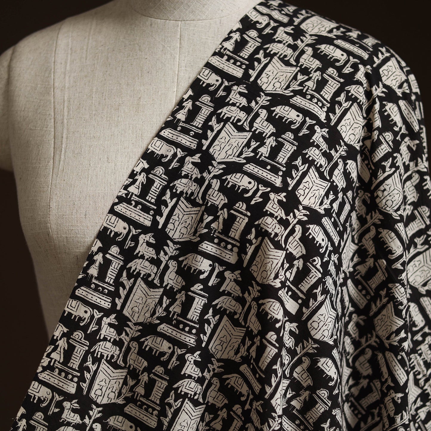 Natural dyed cotton hand block bagru print fabric 09