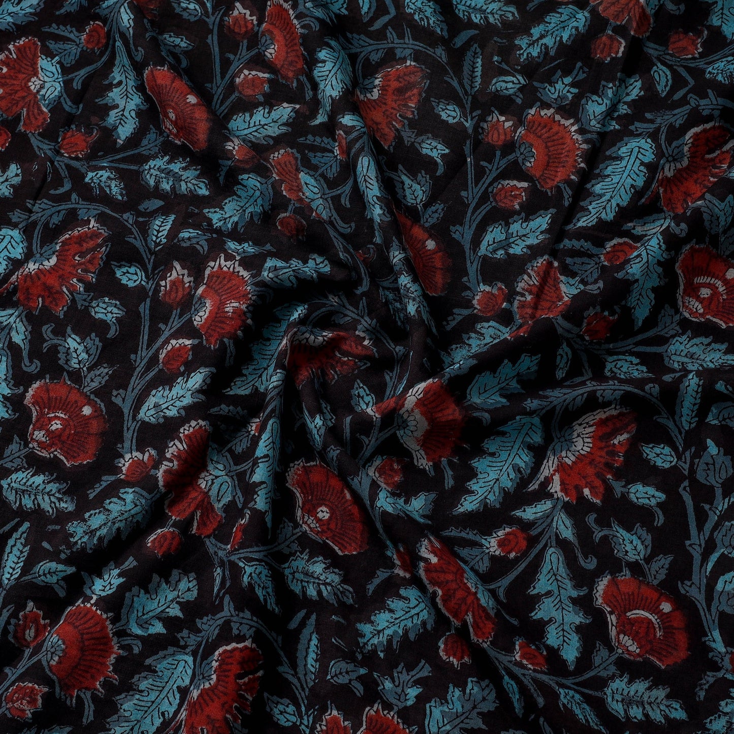 Natural dyed cotton hand jahota fabric 02 - handcrafted