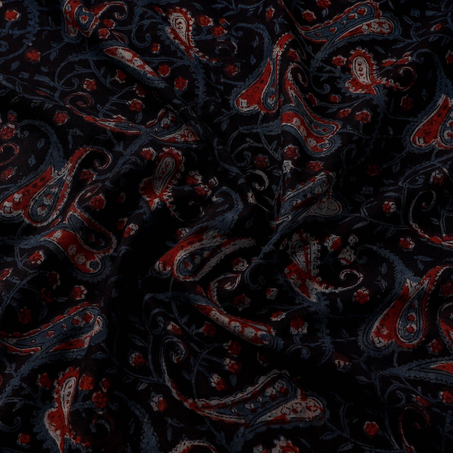 Natural dyed cotton hand jahota fabric 14 - handcrafted