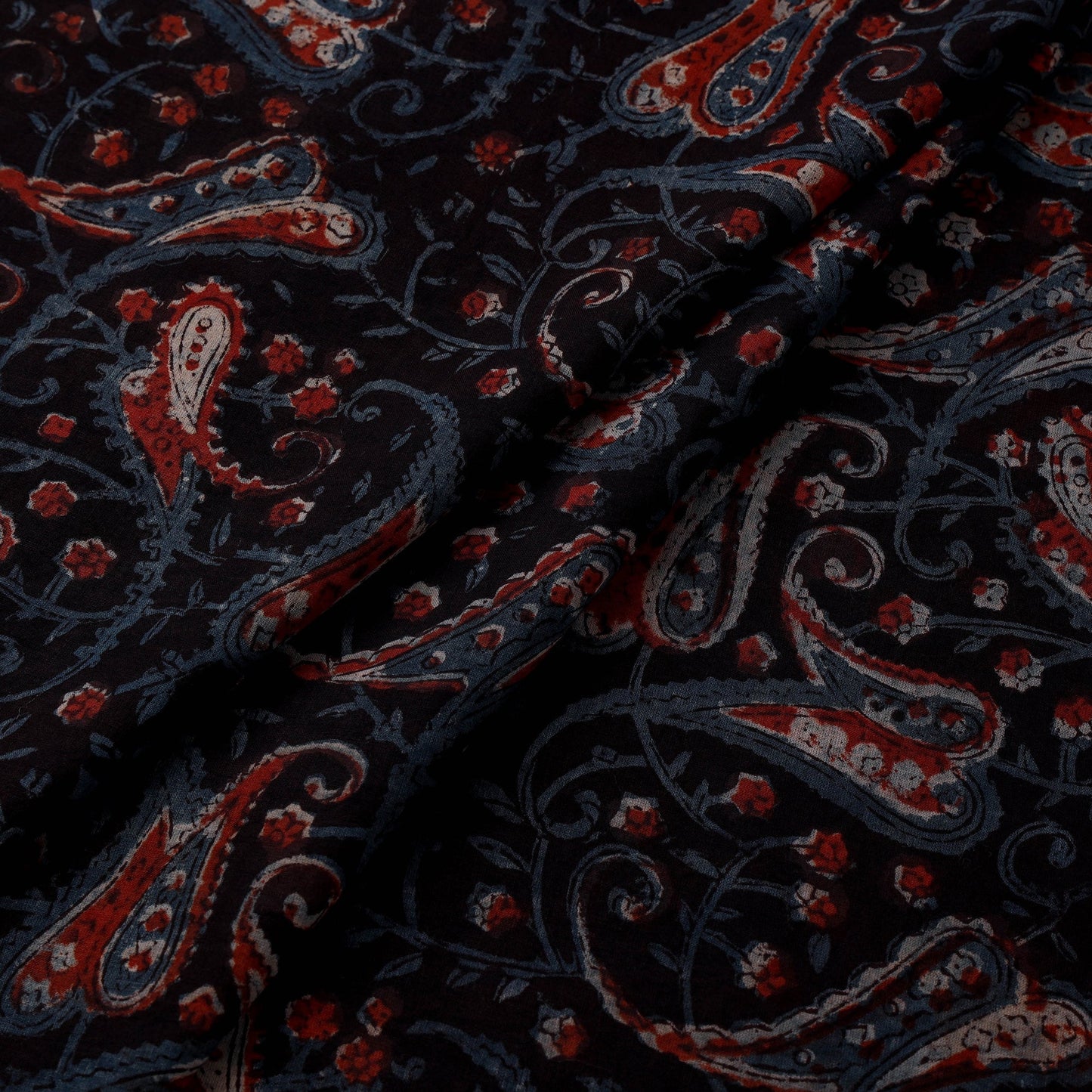 Natural dyed cotton hand jahota fabric 14 - handcrafted