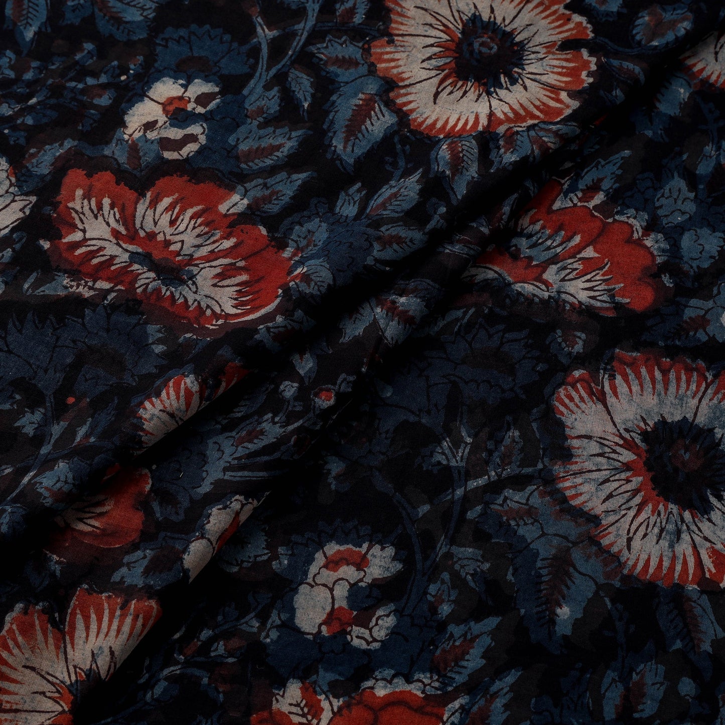 Natural dyed cotton hand jahota fabric 17 - handcrafted