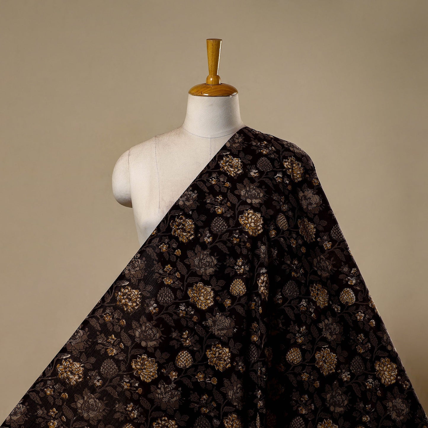 Natural dyed cotton hand jahota fabric 21 - handcrafted