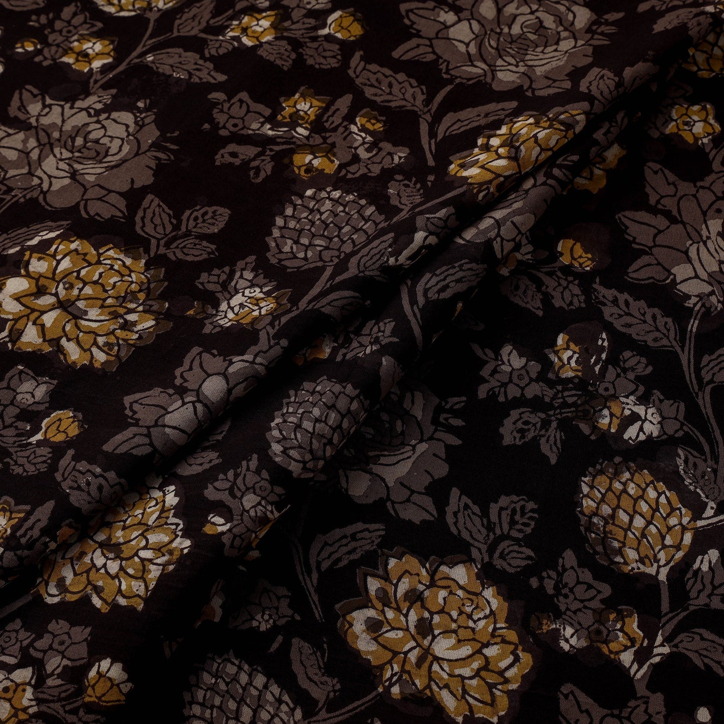 Natural dyed cotton hand jahota fabric 21 - handcrafted