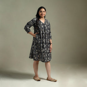Natural dyed cotton hand block print kalamkari dress 08