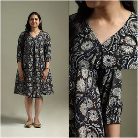 Natural dyed cotton hand block print kalamkari dress 08
