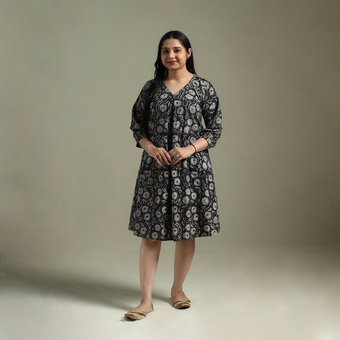 Natural dyed cotton hand block print kalamkari dress 08