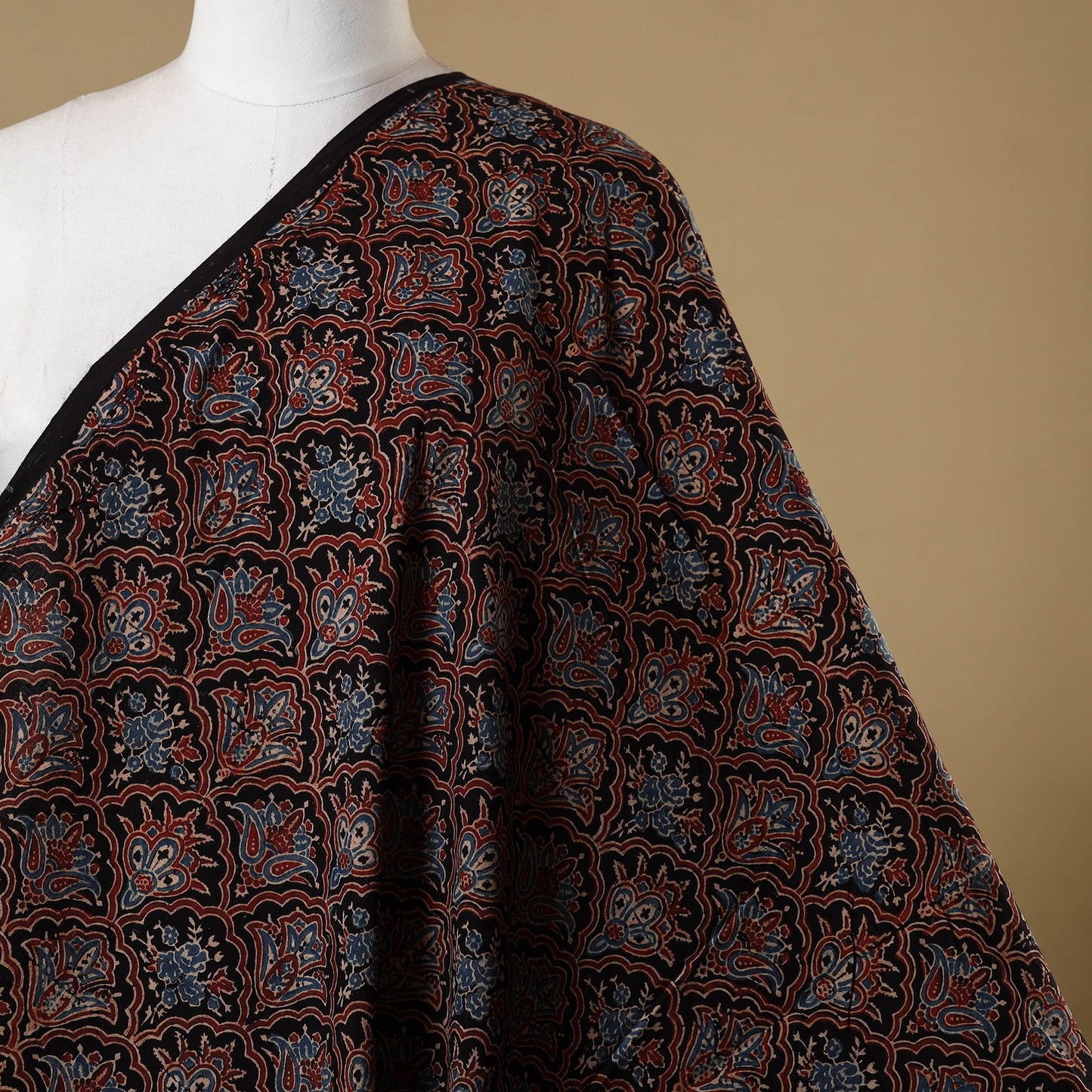 Black - natural dyed cotton hand fabric 07 - handcrafted