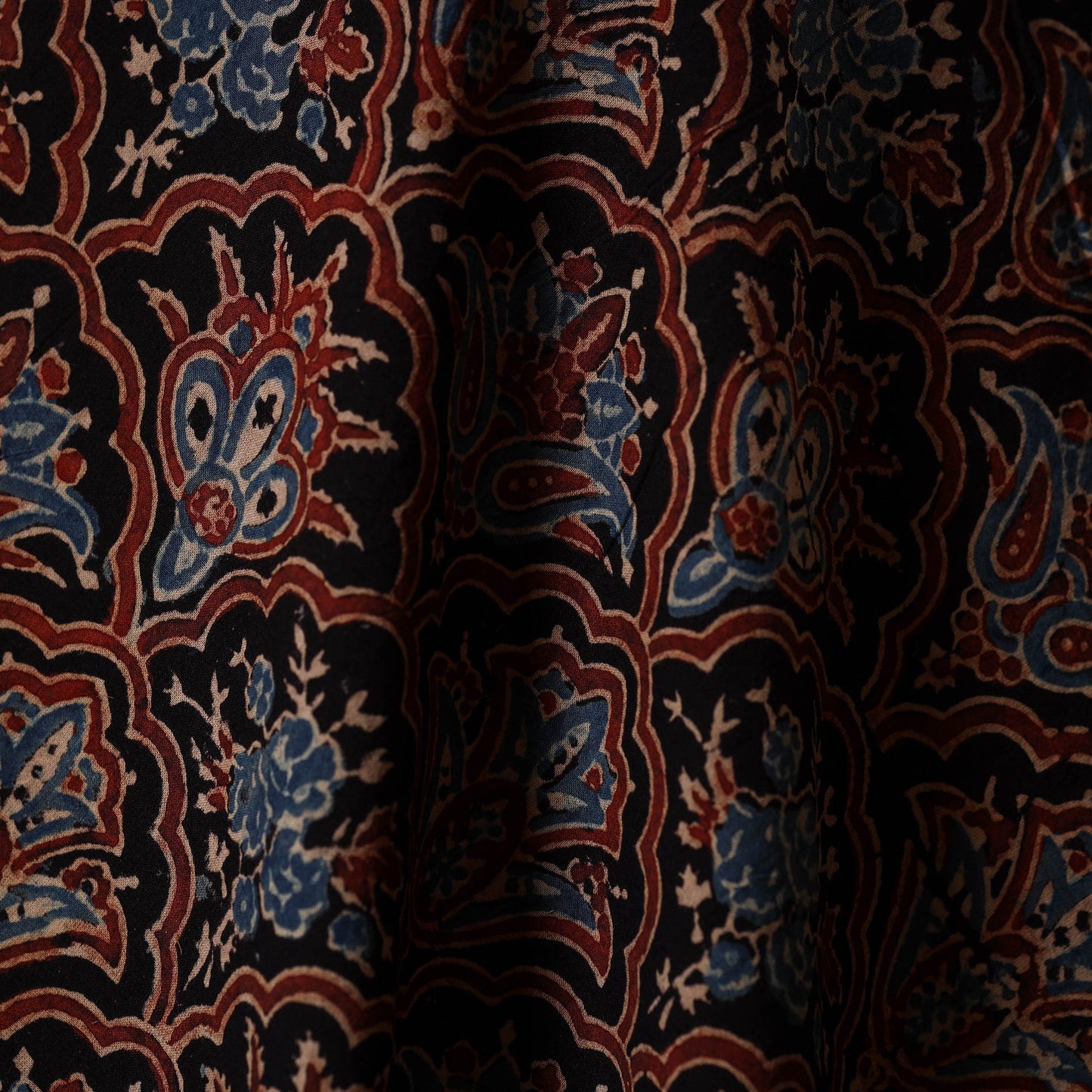 Black - natural dyed cotton hand fabric 07 - handcrafted