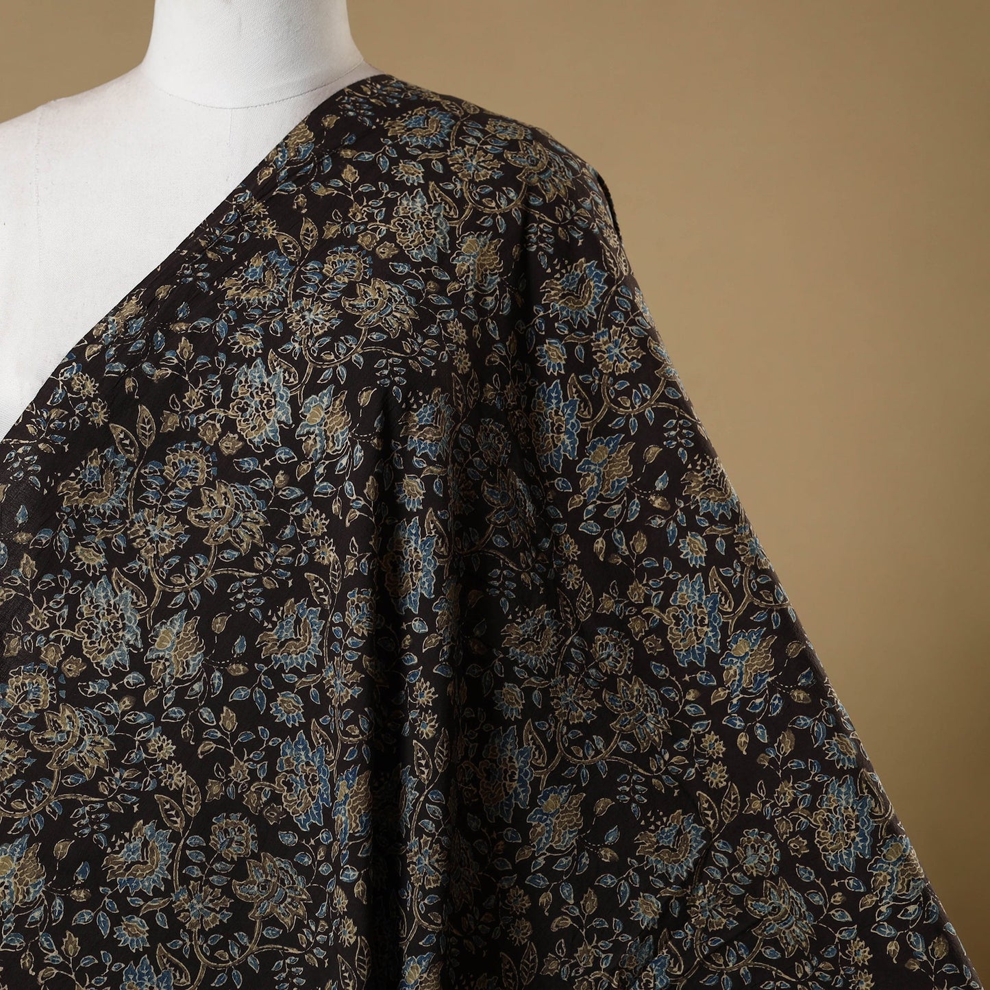 Black - natural dyed cotton hand fabric 08 - handcrafted