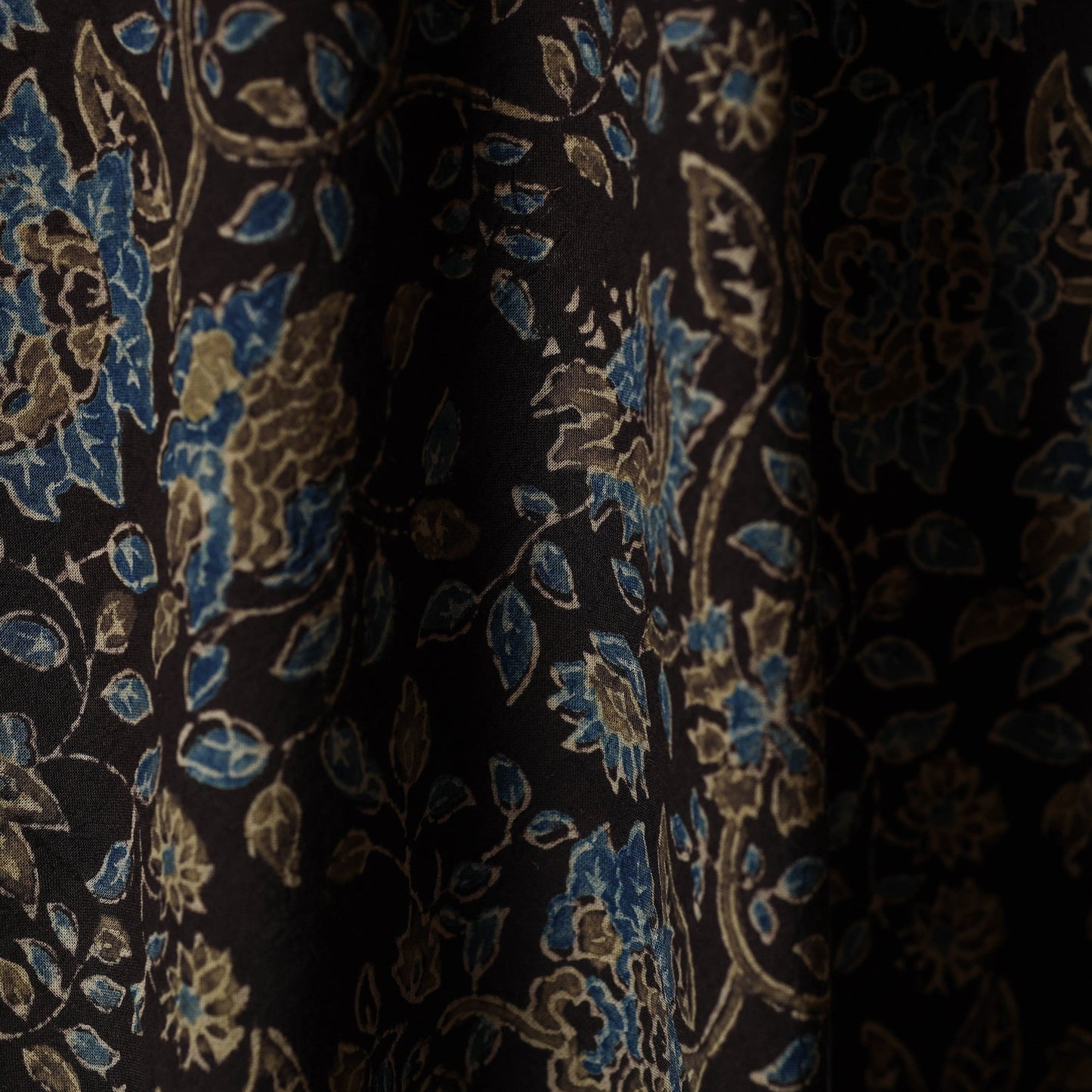 Black - natural dyed cotton hand fabric 08 - handcrafted