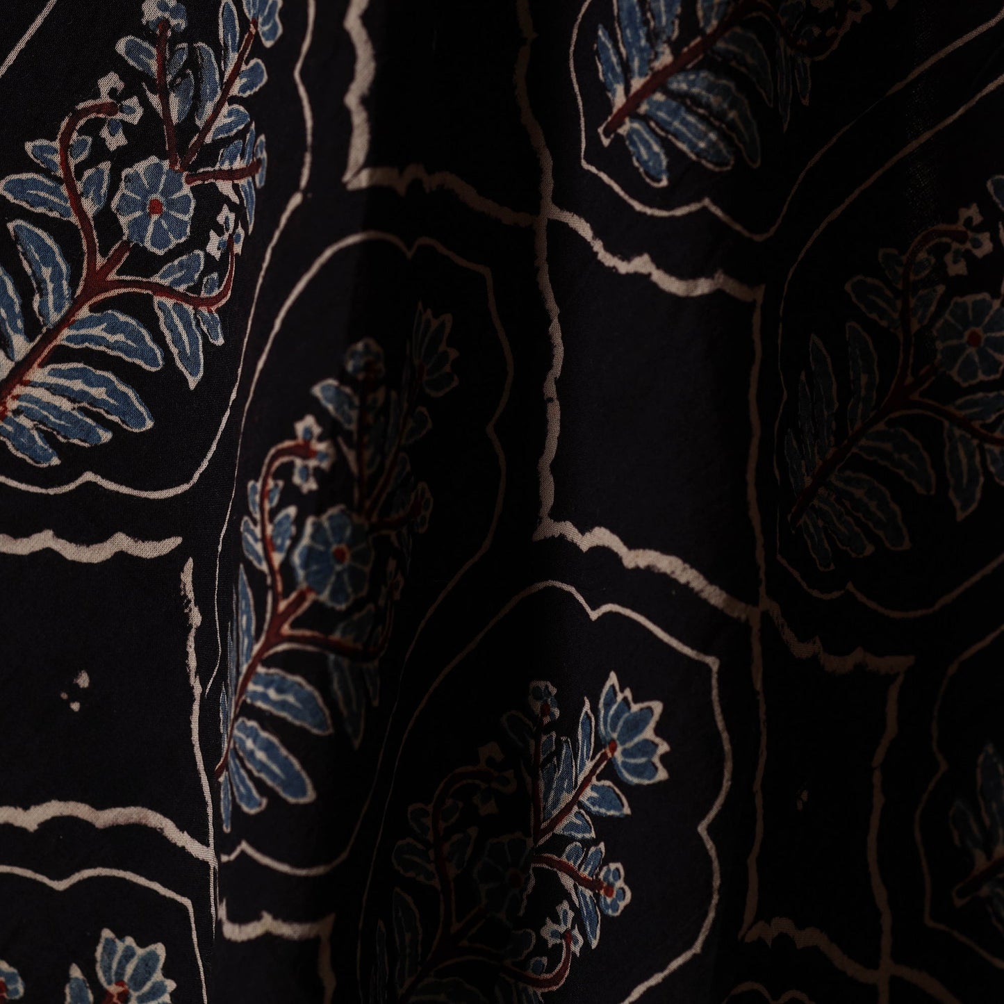 Black - natural dyed cotton hand fabric 21 - handcrafted