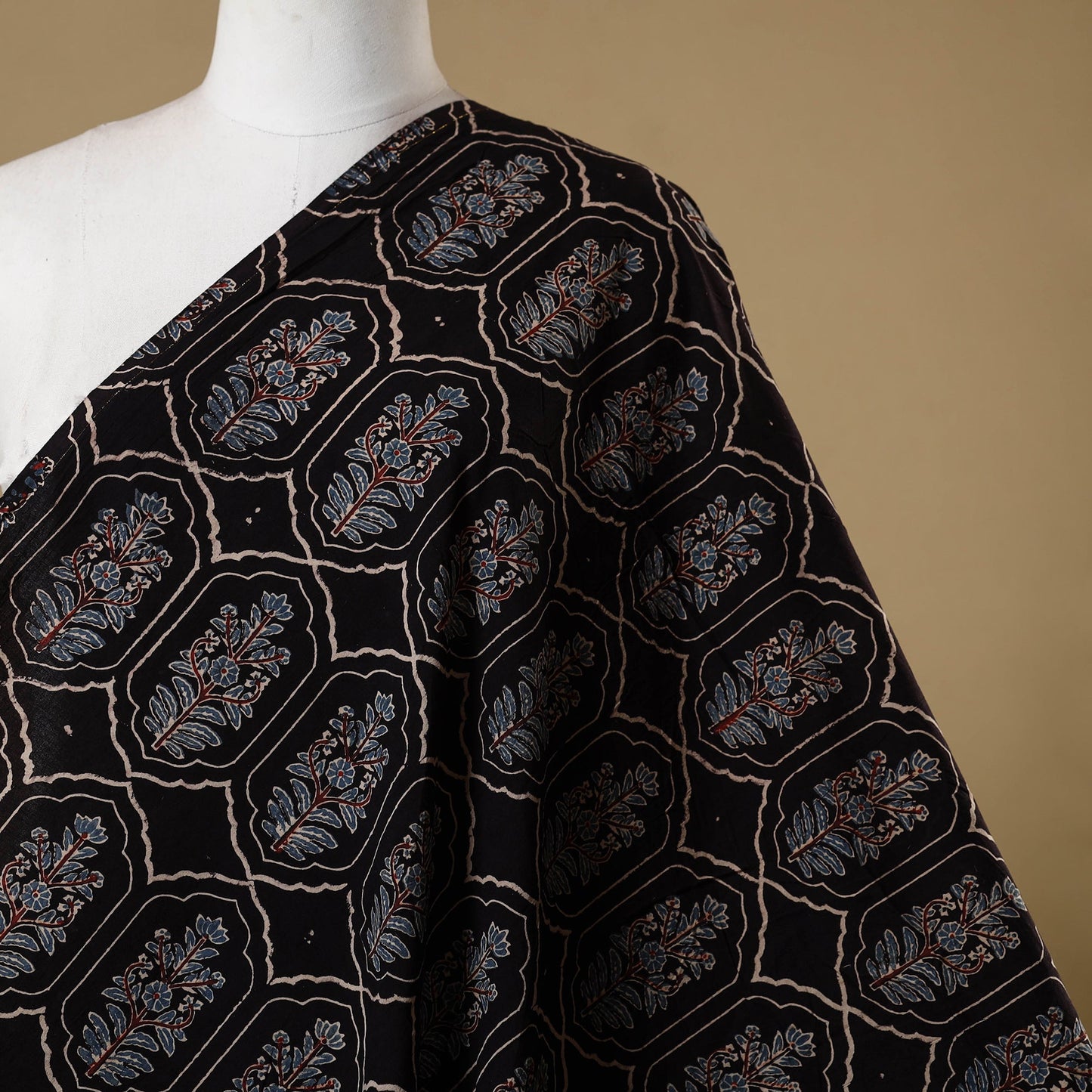 Black - natural dyed cotton hand fabric 21 - handcrafted