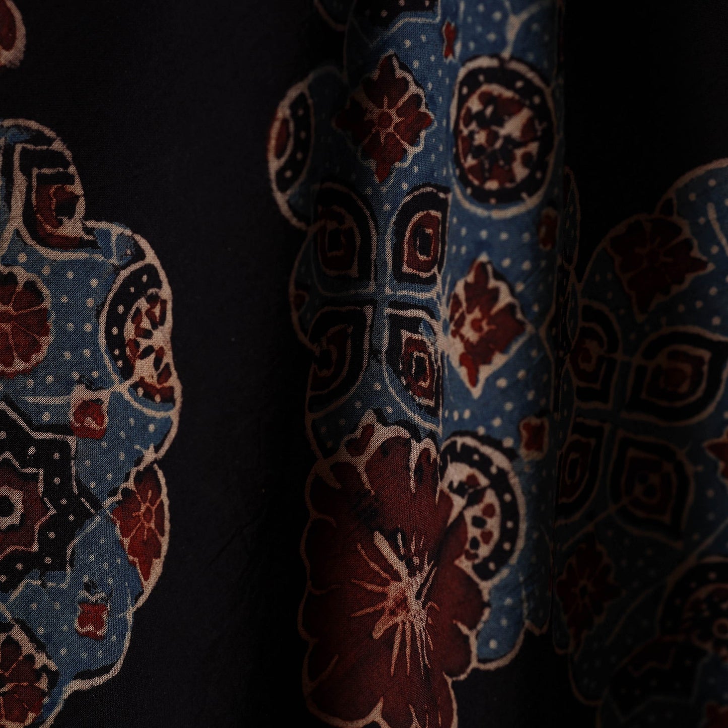 Black - natural dyed cotton hand fabric 25 - handcrafted