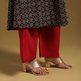 Black Natural Dyed Block Print Cotton Ajrakh Kurta Set (Set of 3)