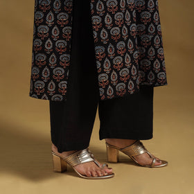Black Natural Dyed Block Print Cotton Ajrakh Kurta Set (Set of 3)