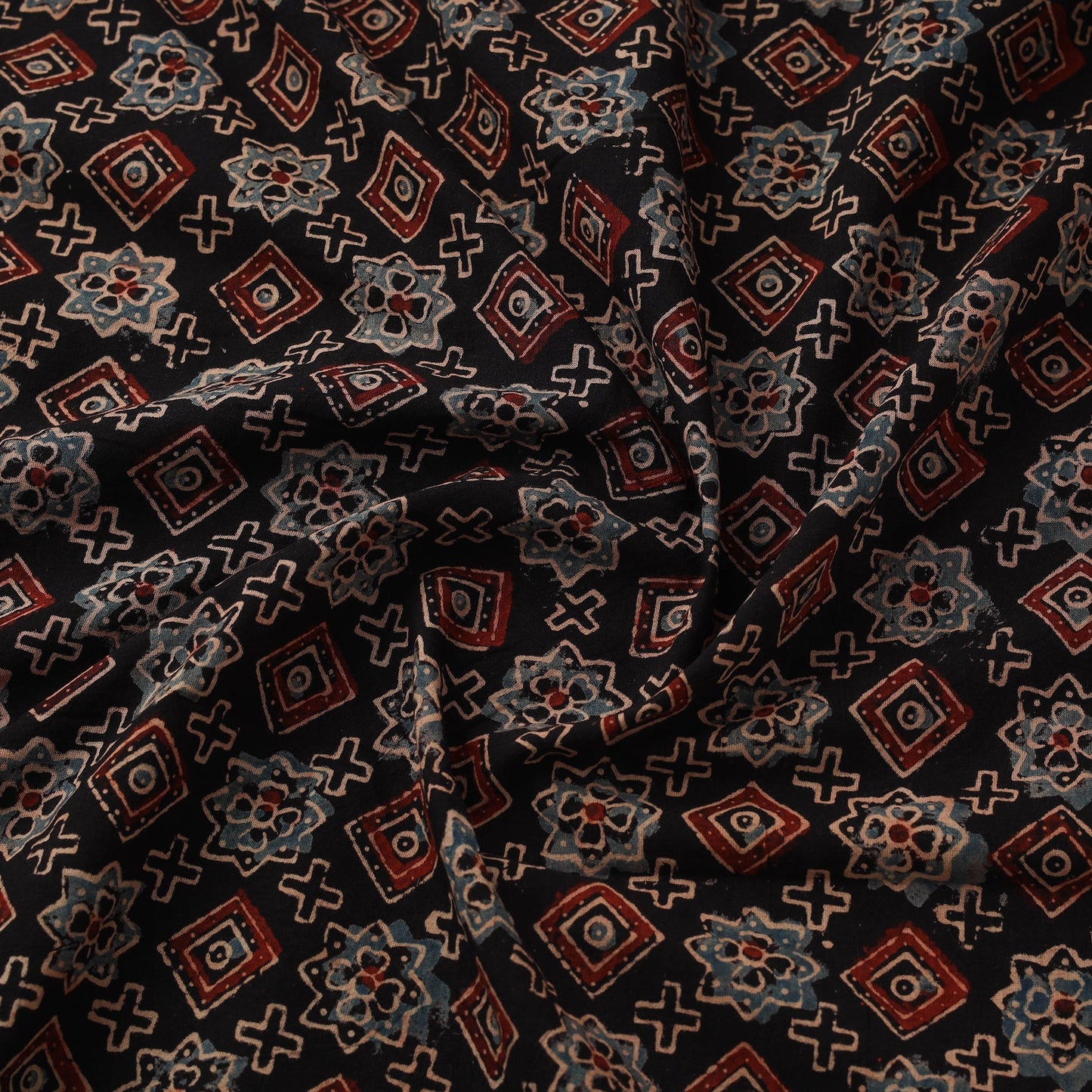 Natural dyed cotton kutch hand block ajrakh print fabric 58