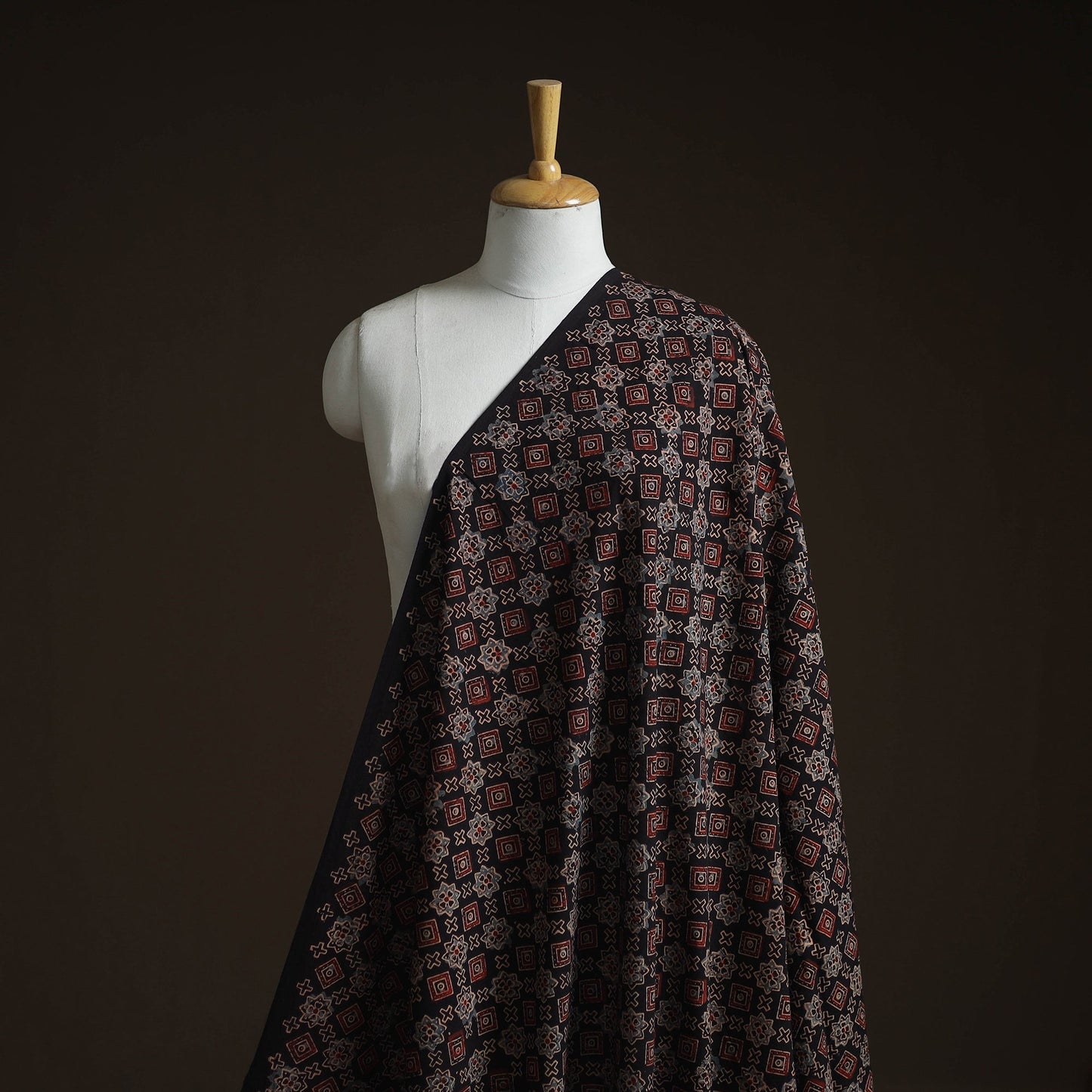 Natural dyed cotton kutch hand block ajrakh print fabric 58