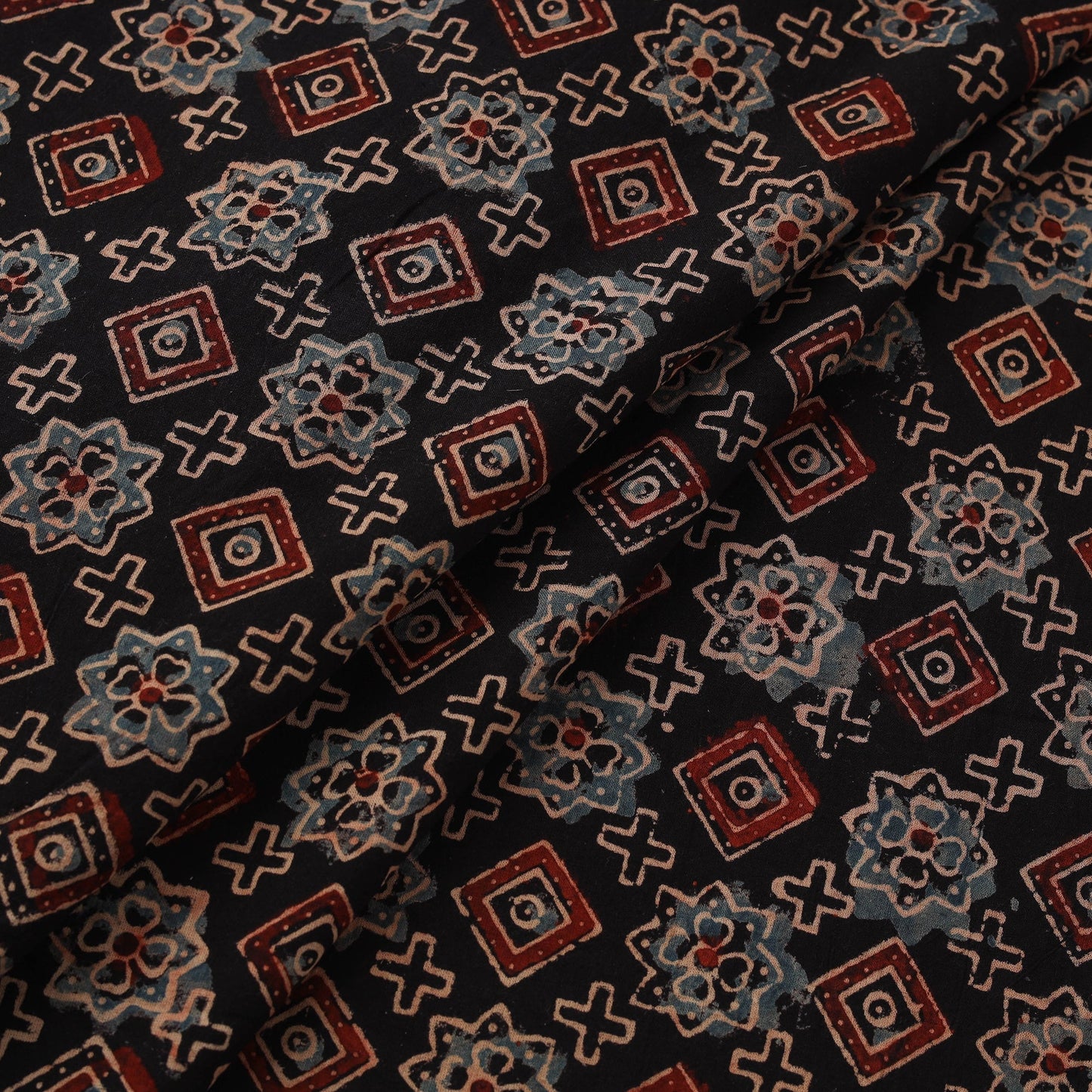 Natural dyed cotton kutch hand block ajrakh print fabric 58
