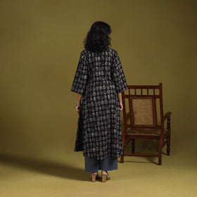 Natural dyed cotton a-line kurta for women 10 - handcrafted