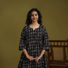 Natural dyed cotton a-line kurta for women 10 - handcrafted
