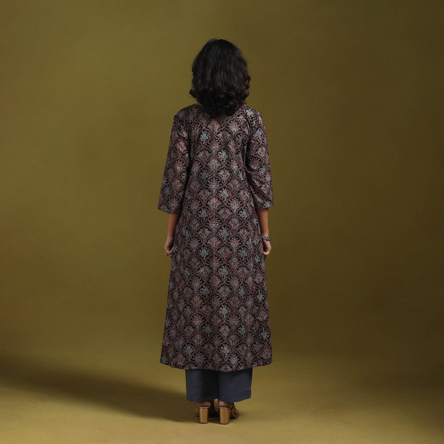 Natural dyed cotton a-line kurta for women 17 - handcrafted