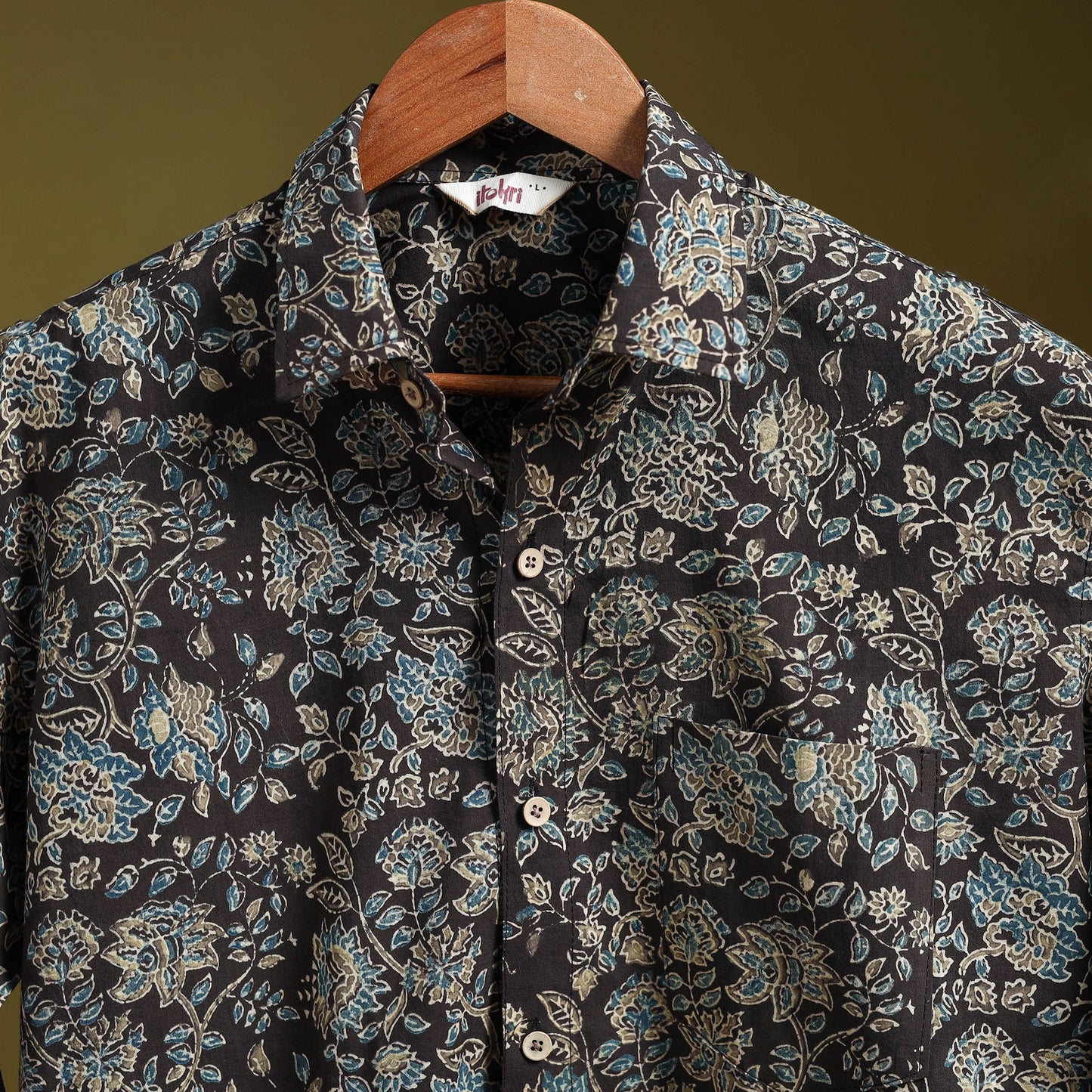 Black - natural dyed cotton men full sleeve shirt 01