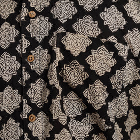 Balck Natural Dyed Block Print Cotton Men Half Sleeve Bagru Shirt