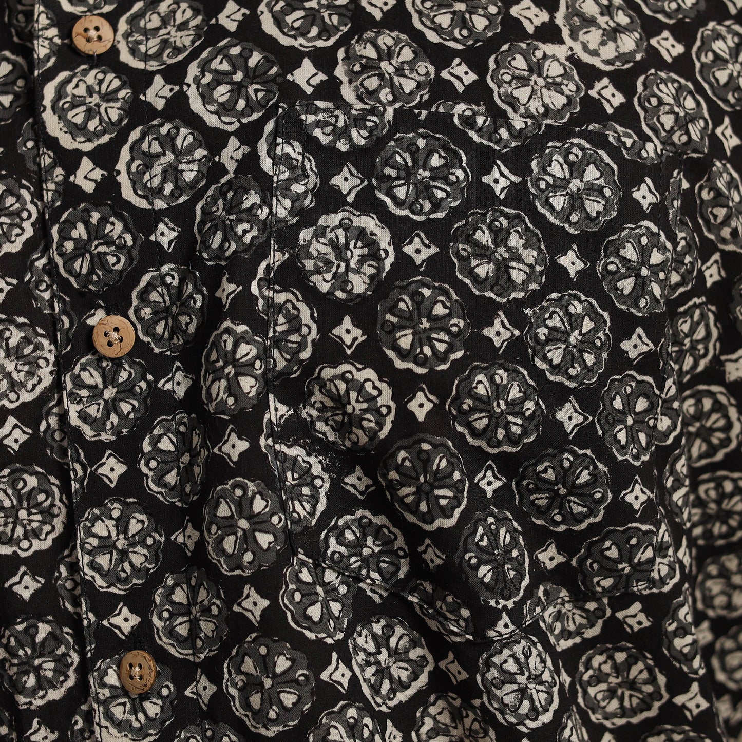 Black - natural dyed cotton men half sleeve bagru shirt 04