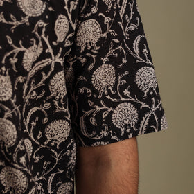 Black - natural dyed cotton men half sleeve bagru shirt 08