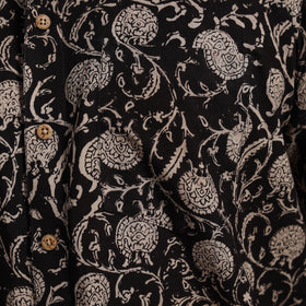Black - natural dyed cotton men half sleeve bagru shirt 08