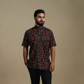 Black - natural dyed cotton men half sleeve bagru shirt 09