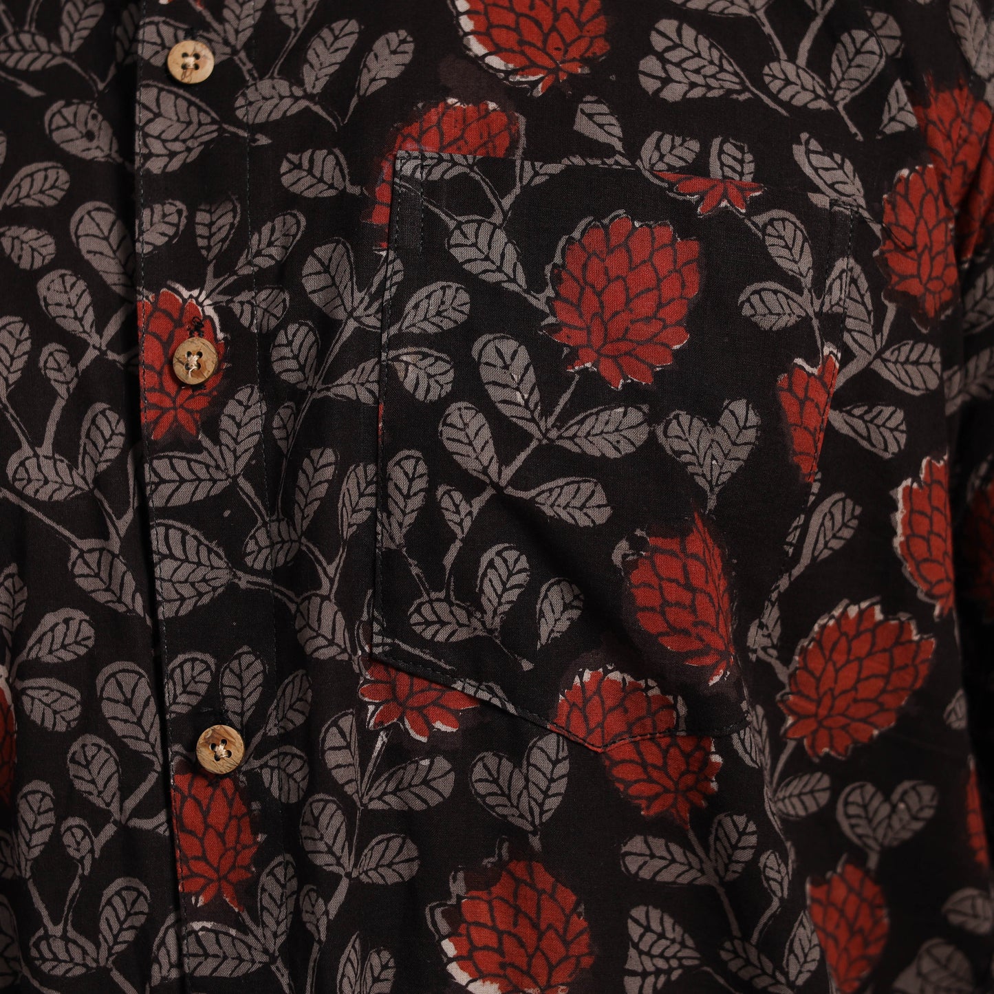 Black - natural dyed cotton men half sleeve bagru shirt 09