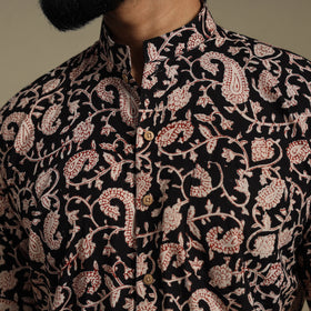 Black - natural dyed cotton men half sleeve bagru shirt 10