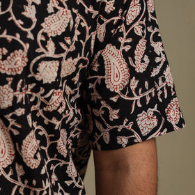 Black - natural dyed cotton men half sleeve bagru shirt 10