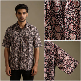 Natural dyed cotton men half sleeve hand bagh shirt 11