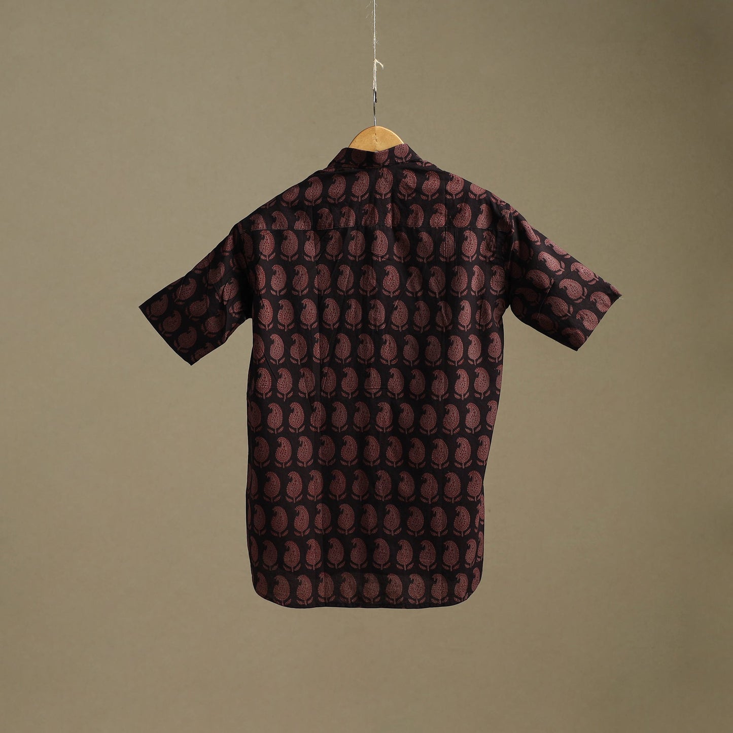 Natural dyed cotton men half sleeve hand bagh shirt 06