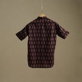 Natural dyed cotton men half sleeve hand bagh shirt 06